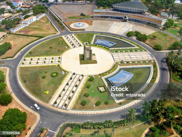 Lomé Togo The Capitals Main Square Independence Square The Center Of The City And The Country Palais De Congrés On The Top Right And Independence Monument In The Center Of The Square Stock Photo - Download Image Now