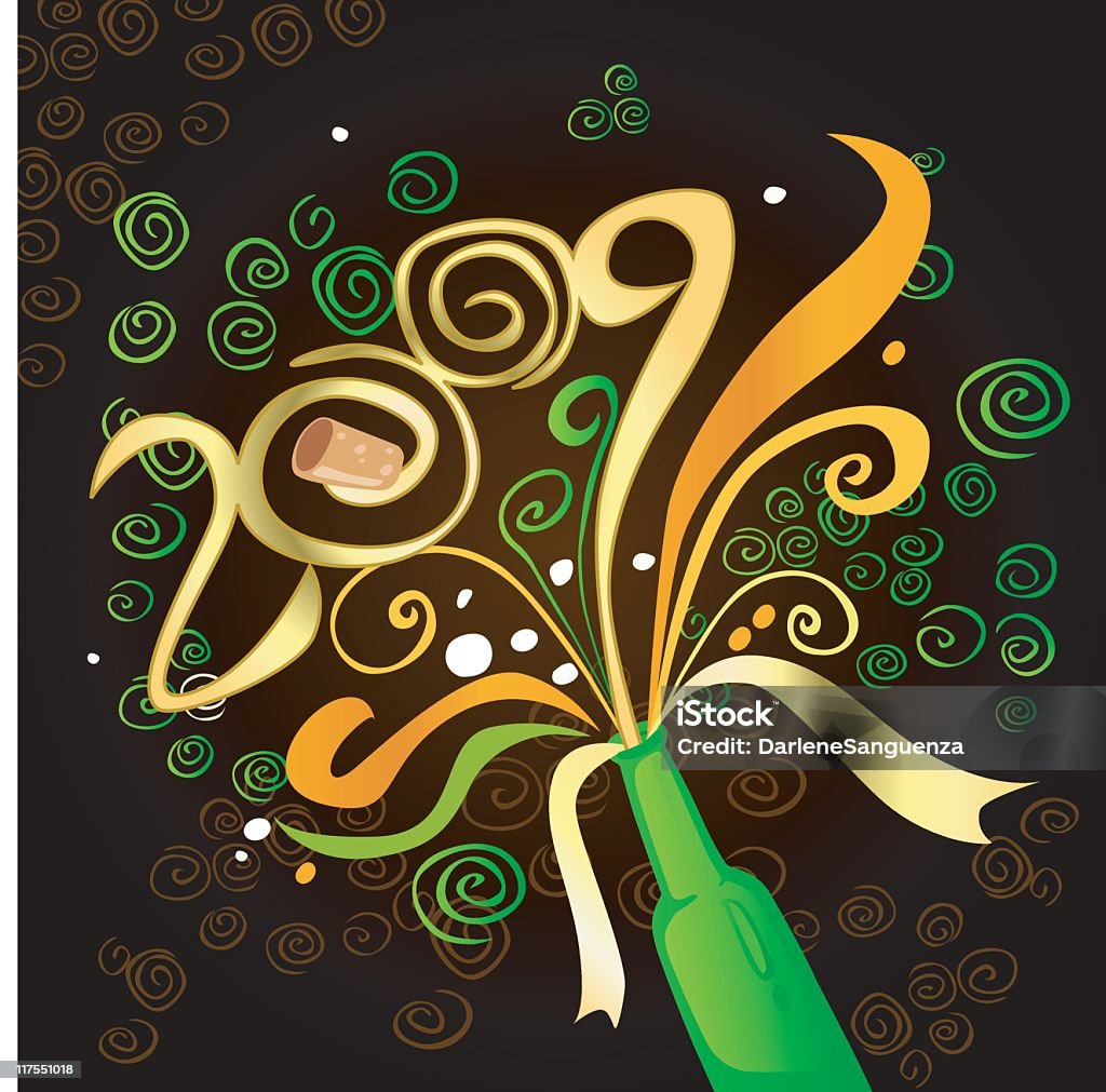 New Year: 2009 Exploding champagne forming 2009 number. Exploding stock vector