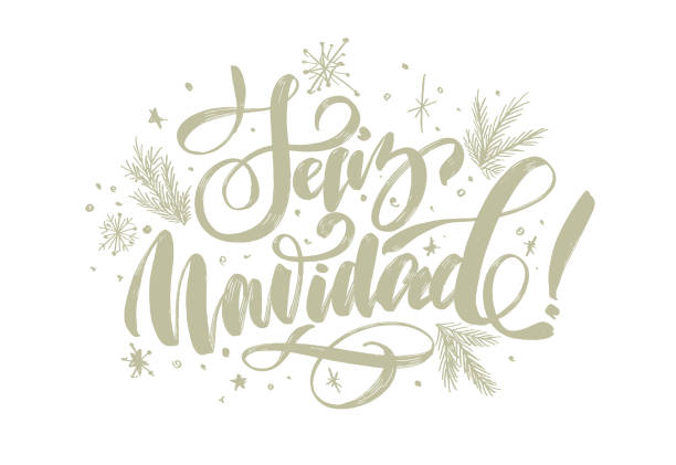 tło świąteczne z napisem "wesołych świąt" w języku hiszpańskim "feliz navidad" do projektowania ulotek, kart, stron internetowych, pocztówek - navidad stock illustrations