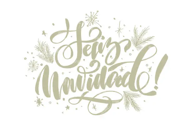 Vector illustration of christmas background with lettering 