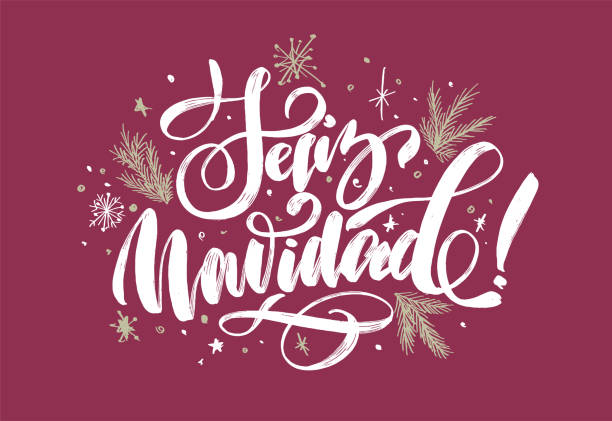 耶誕節背景與字母"聖誕快樂"在西班牙文"feliz navidad"設計傳單，卡，網路，明信片 - navidad 幅插畫檔、美工圖案、卡通及圖標