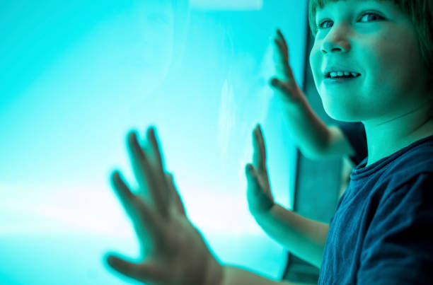 istock Little boy watching aquarium 1175513744