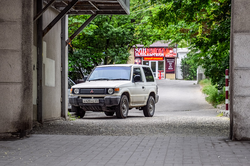 Novorossiysk, Russia - May 20, 2018: Old Mitsubishi SUV on the streets of Novorossiysk.