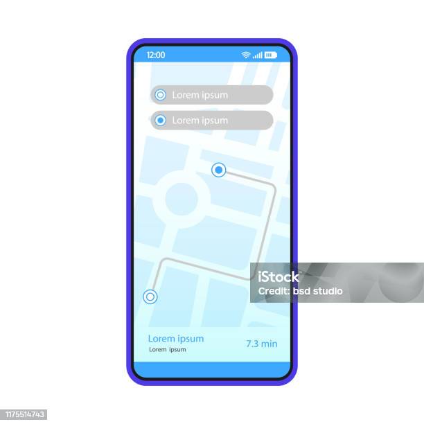 Gps Navigation App Interface Vector Template Stock Illustration ...