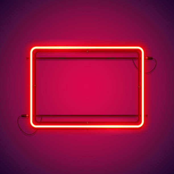 rechteckiger roter neonrahmen - wire framed stock-grafiken, -clipart, -cartoons und -symbole