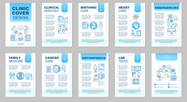 vorlagenlayout für klinikbroschüren - health plan stock-grafiken, -clipart, -cartoons und -symbole