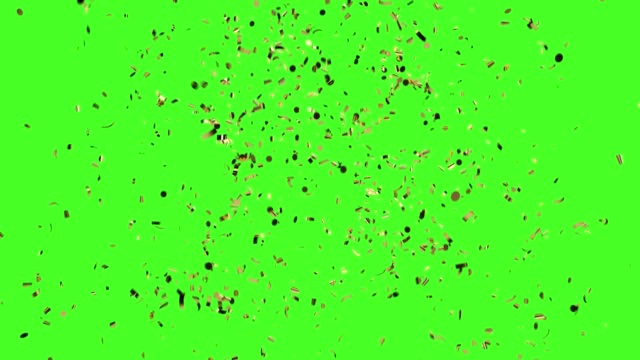 Explosion Golden Confetti Fountain on a green screen 4k