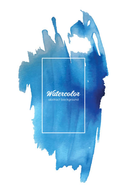 niebieskie abstrakcyjne tło akwareli. ręcznie rysowane plamy akwareli - splashing water drop white background stock illustrations