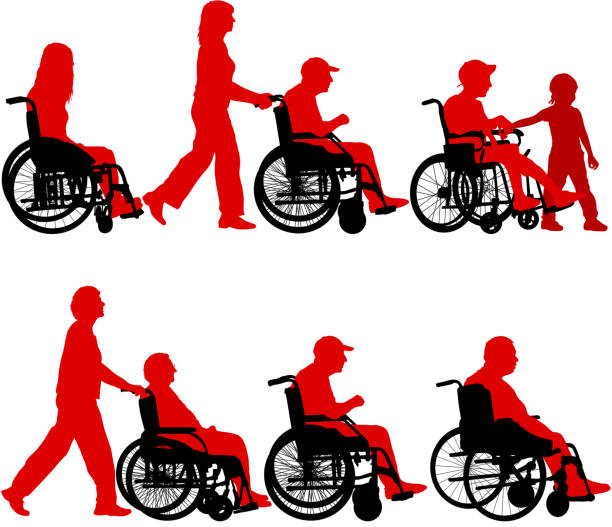 istock Silhouettes disabled in a wheel chair on a white background 1175520070