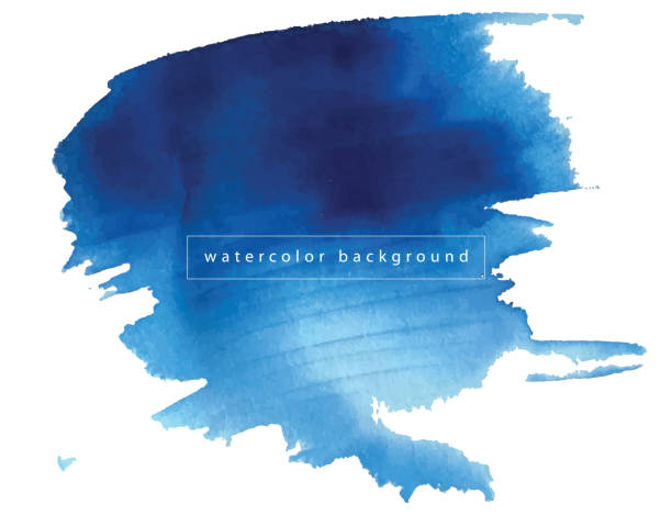 白い背景に隔離された水彩青塗料テクスチャ - blob ink stained splashing点のイラスト素材／クリップアート素材／マンガ素材／アイコン素材