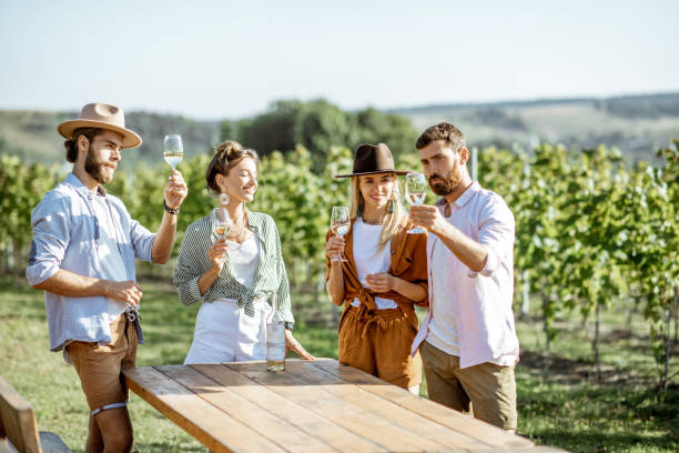istock Friends tasting wine on the vineyard 1175521490