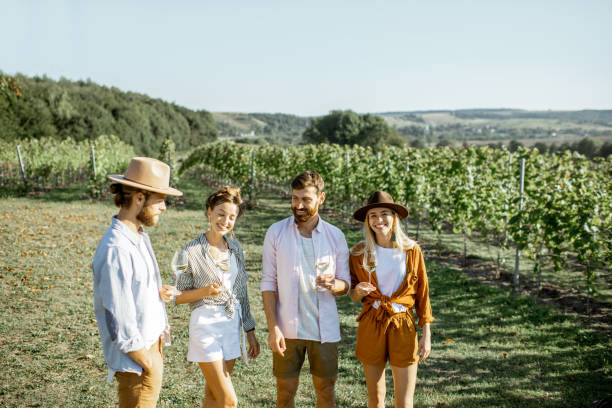 istock Friends tasting wine on the vineyard 1175521543