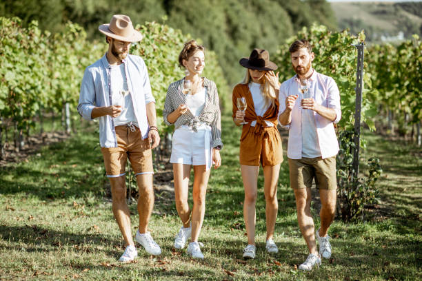 istock Friends tasting wine on the vineyard 1175521589
