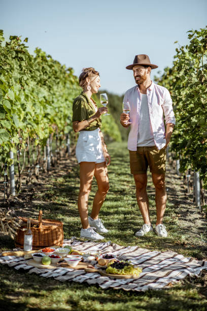 istock Young couple having a breakfast on the vineyard 1175521650