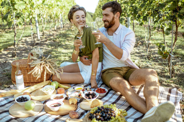 istock Young couple having a breakfast on the vineyard 1175521835
