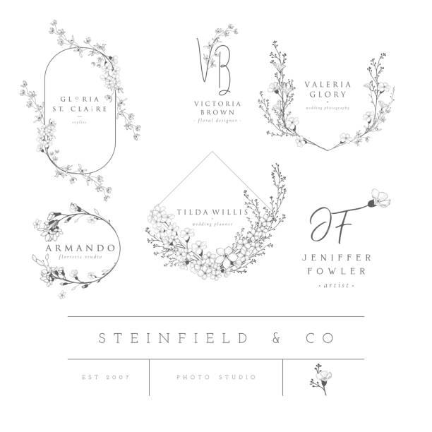 Vektor-Blumenelemente für Logos, Rahmenrahmen – Vektorgrafik