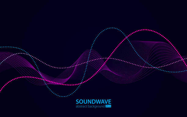サウンドウェーブベクトル抽象背景。音楽電波。オーディオデジタル録音、振動、パルス、音楽サウンドトラックのサイン - music disco sound mixer backgrounds点のイラスト素材／クリップアート素材／マンガ素材／アイコン素材