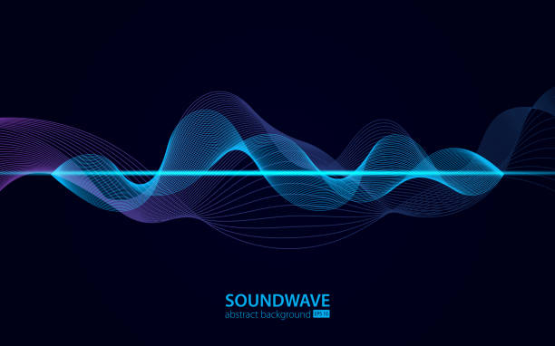 ilustraciones, imágenes clip art, dibujos animados e iconos de stock de fondo abstracto vectorial de onda sonora. onda de radio de música. signo de grabación digital de audio, vibración, pulso y banda sonora de música - sound wave