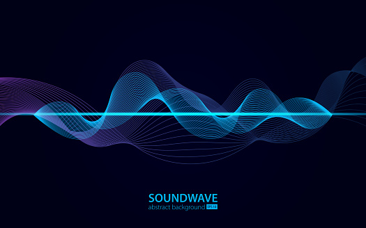 Soundwave vector abstract background. Music radio wave. Sign of audio digital record, vibration, pulse and music soundtrack