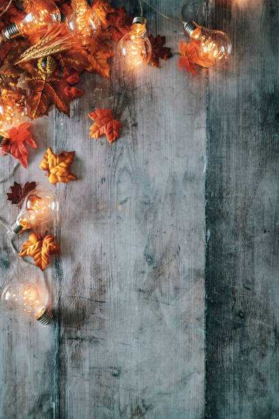 istock Autumn Decoration with Leafs on Rustic Background 1175530999