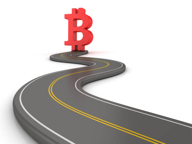 istock Winding 3D Road with BITCOIN Symbol - 3D Rendering 1175531062