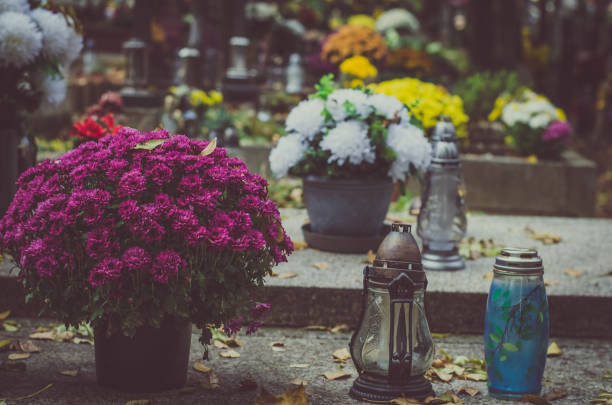 istock nostalgic All Saints Day in the dark cemetery 1175532113
