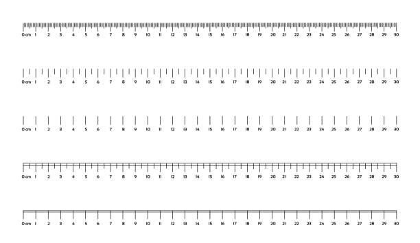 ilustraciones, imágenes clip art, dibujos animados e iconos de stock de marcar reglas sobre un fondo blanco 30 centímetros varias opciones de marcado - millimetre