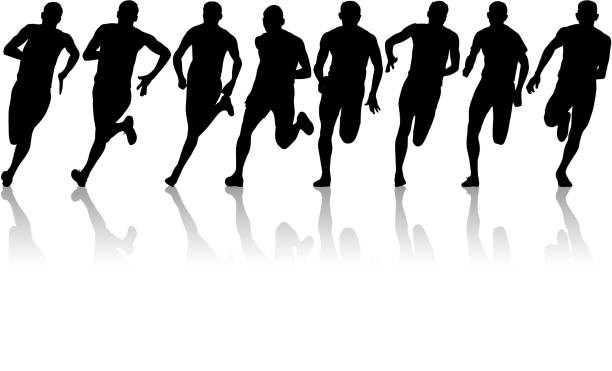 istock Set of silhouettes Runners on sprint, men 1175545522