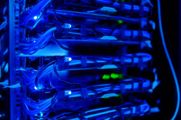 istock The server room tells the computer server that is working continuously. Convey the power and progress. 1175545641