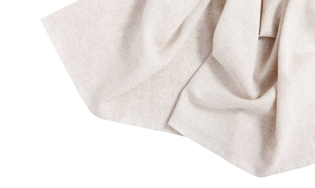 napkin isolated on white. multi-colored linen napkins for restaurant. mock up for design. top view. - tablecloth imagens e fotografias de stock
