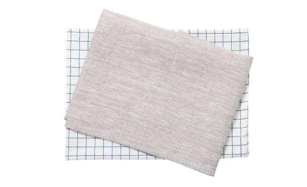 istock Napkin isolated on white. Multi-colored linen napkins for restaurant. Mock up for design. Top view. 1175548815