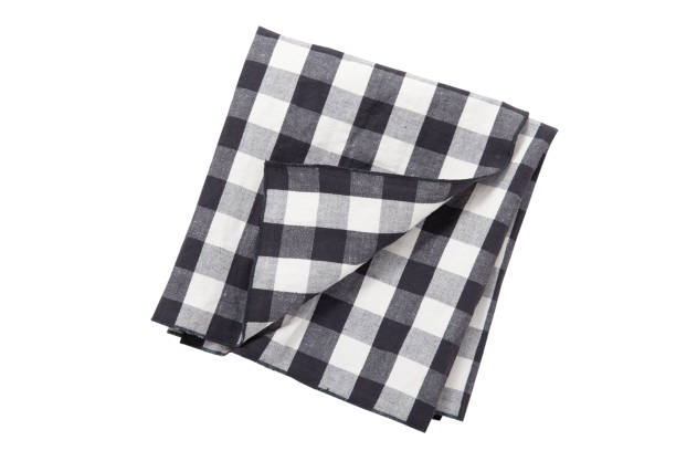 istock Napkin isolated on white. Multi-colored linen napkins for restaurant. Mock up for design. Top view. 1175548816