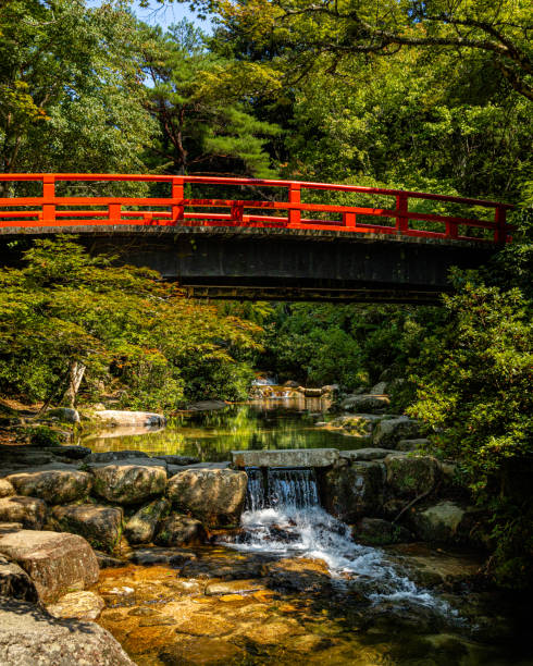 istock Japanese bridge over water 1175549288