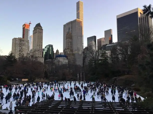 Photo of Wollman Rink, a public ice rink in the southern part of Central Park, Manhattan, New York City