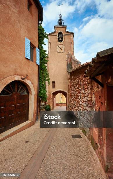 Bell Tower Of Roussillon France Stock Photo - Download Image Now - Alley, Ancient, Arch - Architectural Feature