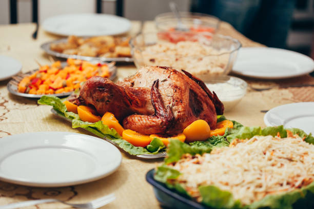 Christmas Family Dinner Table Concept. Christmas Dinner