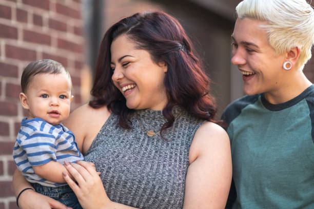 istock Lesbian couple with baby 1175554123