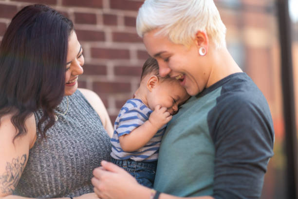 istock Lesbian couple with baby 1175554138