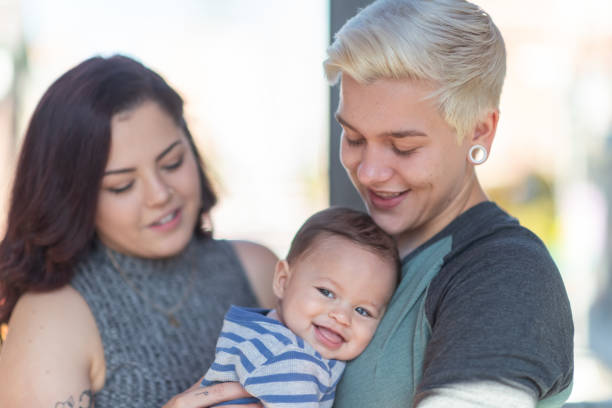 istock LGBT couple bonding with baby 1175554228