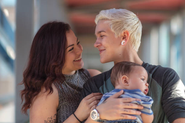 istock Lesbian couple bonding with baby 1175554231