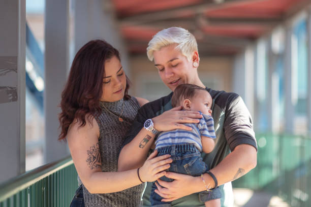 istock Happy LGBT couple bonding with baby 1175554241