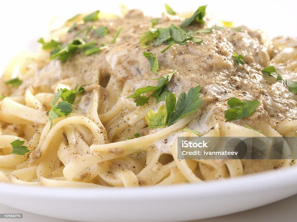 Pasta Collection - Linguini with tuna Linguini with tuna Border - Frame Stock Photo