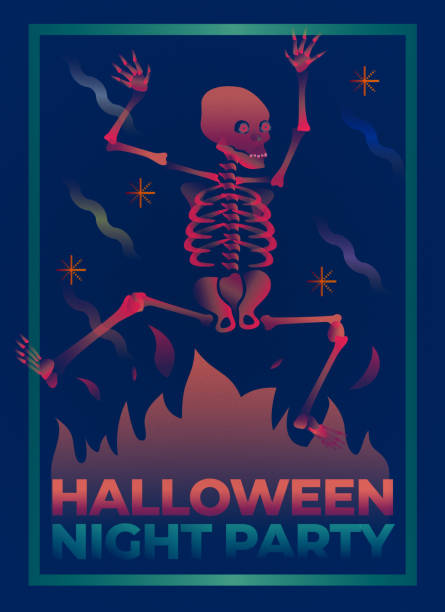 istock Modern illustration of Halloween night party - Skull dance 1175563800