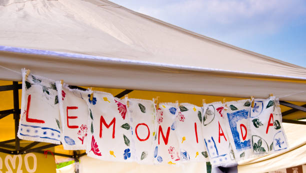 istock selfmade painted labels at a market stand, advertising lemonade 1175564247
