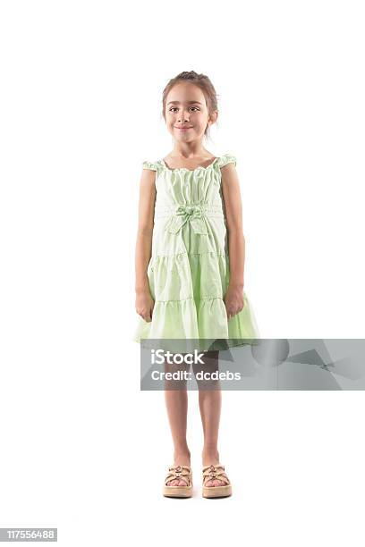 웃는 여자아이 6-7 살에 대한 스톡 사진 및 기타 이미지 - 6-7 살, 녹색, 드레스