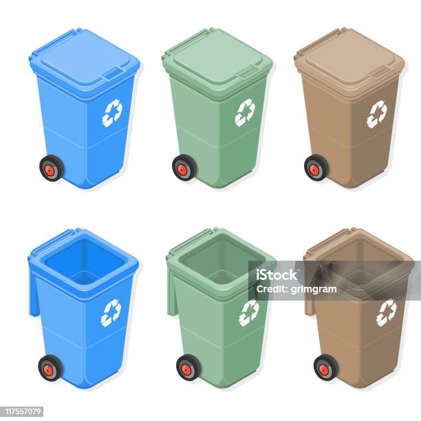 Isometric Recycling Bin Stock Vektor Art und mehr Bilder von Recyclingbehälter - Recyclingbehälter, Isometrische Darstellung, Recycling
