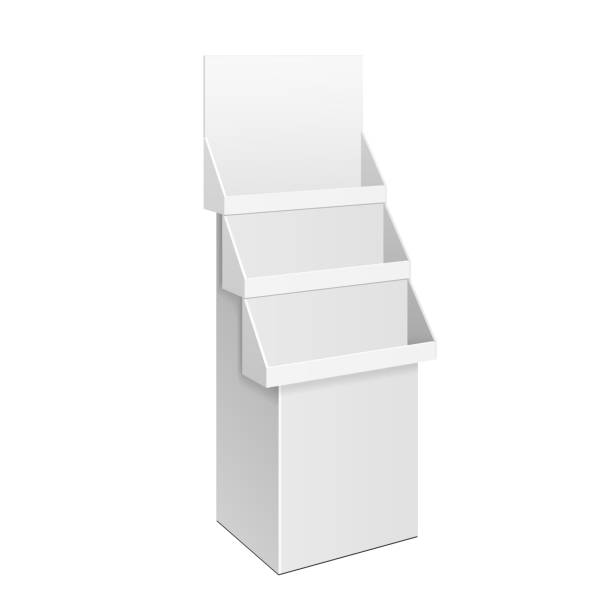 istock Cardboard Retail Shelves Floor Display Rack For Supermarket Blank Empty. Mock Up. 3D On White Background Isolated. Ready For Your Design. Product Advertising. Vector EPS10 1175574131
