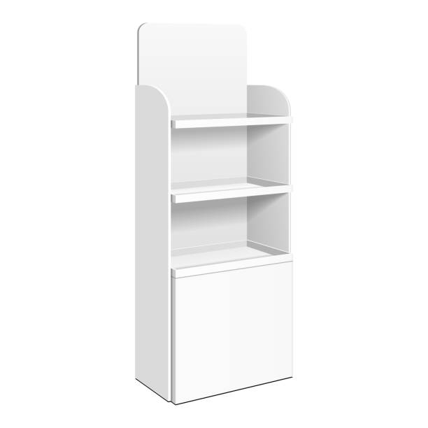istock Cardboard Retail Shelves Floor Display Rack For Supermarket Blank Empty. Mock Up. 3D On White Background Isolated. Ready For Your Design. Product Advertising. Vector EPS10 1175574144