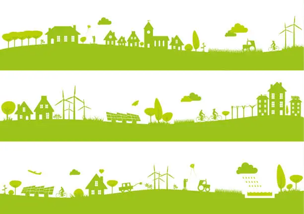 Vector illustration of Town landscape banners