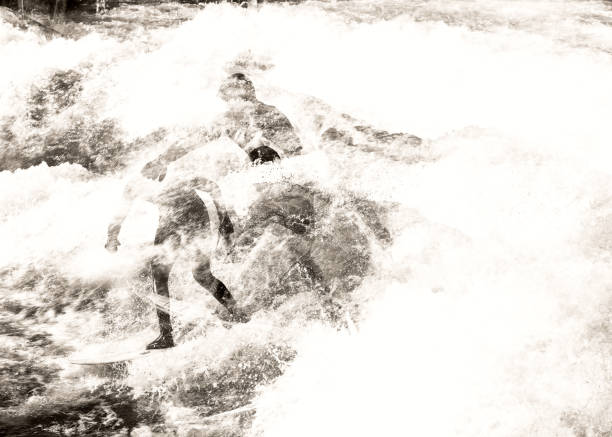 A double exposure of a surfer in Munich